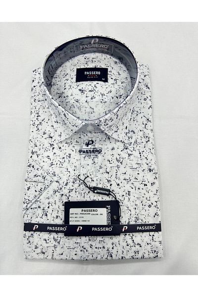 PASSERO Slim Fit Short Sleeve Printed Lycra