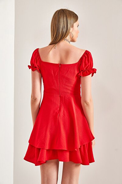 Bianco Lucci Women's Pleat Detail Linen Midi Dress