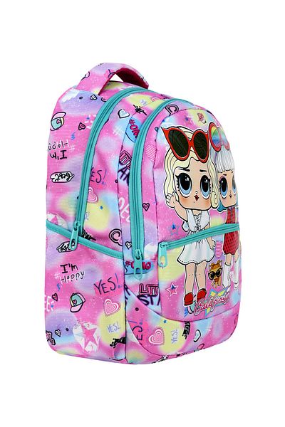 Çantaland 3-Piece Primary School Colorful Patterned School Bag for Girls with Lunch Boxes and Pen Holder