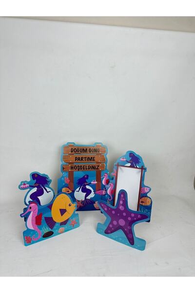 Dizayn Parti Evi طقم لوح قدم مزخرف على شكل حورية البحر 5 قطع