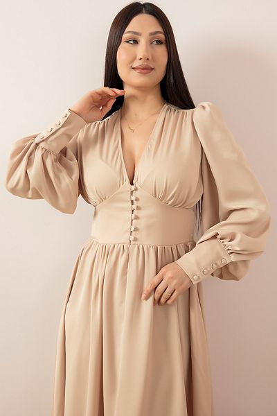 PULLIMM Buttoned Satin Dress222788