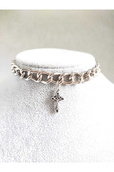 Fugusugu Jessus Cross Gothic Metal Choker Kolye