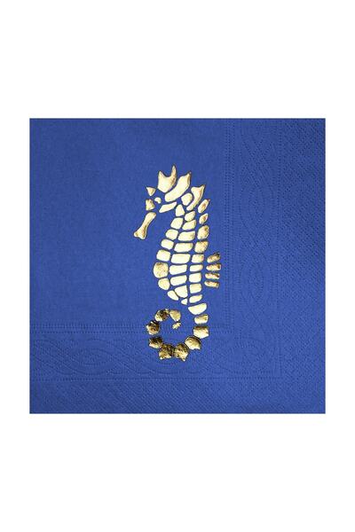 Story 33x33 سم ورقة ذهبية حصان البحر منقوشة البحرية 16 حزمة من المناديل الورق...