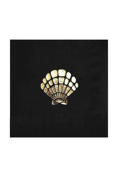 Story مناديل ورقية باللون الأسود مقاس 33 × 33 سم منقوشة بقشرة أوراق ذهبية الل...