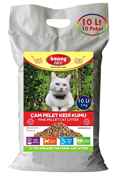 Bonny Nice Doğal Çam Peleti Kedi Kumu 5 Kg 10 Lt (10 Adet)