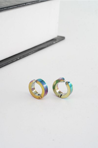 By Zeyna Aksesuar Unisex 316 L Stainless Steel 1.5 cm Compression Ring Model Earring