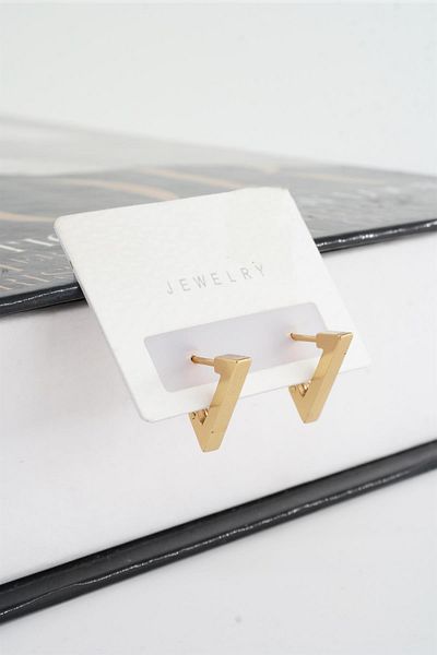 By Zeyna Aksesuar Unisex 316 L Stainless Steel 1.5 cm Triangle Model Earring