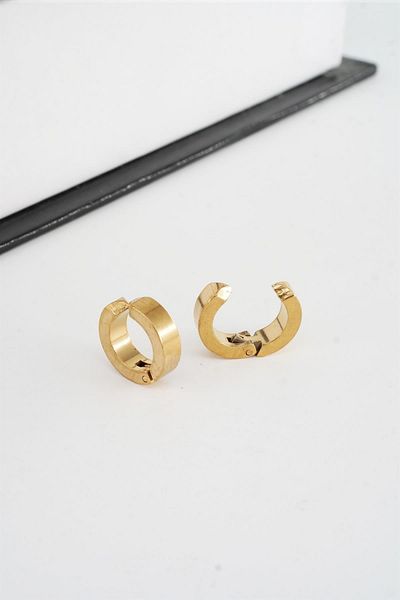By Zeyna Aksesuar Unisex 316 L Stainless Steel 1.5 cm Compression Ring Model Earring