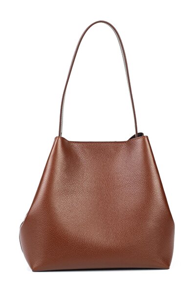 Ysmn Γυναικεία τσάντα ώμου από γνήσιο δέρμα καφέ YC011698DDZ