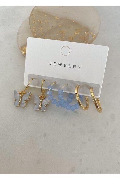 takıtarzım Women's mother-of-pearl butterfly earrings set of 3
