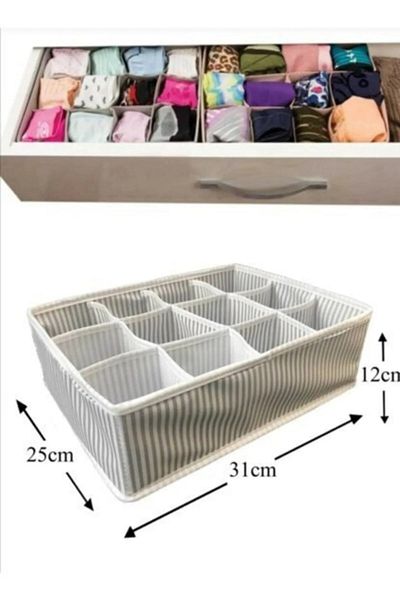 Emir-AYDIN Gray 12 Compartment Multi-Purpose Organizer - Drawer Interlining
