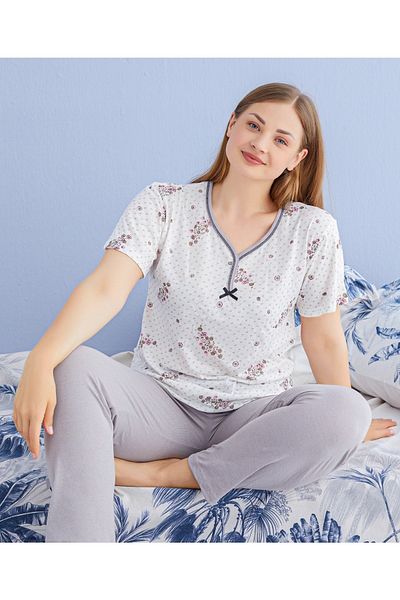 LİLA İÇ GİYİM WOMEN'S LARGE SHORT SLEEVE PAJAMA SET