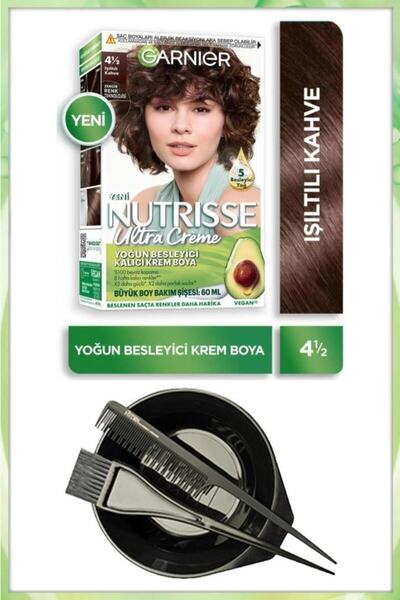 Garnier Nutrisse Ultra Krem Saç Boyası 4 1:2 IŞILTILI KAHVE BOYAMA SETİ