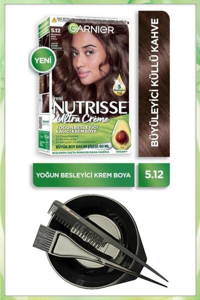 Garnier Nutrisse Ultra Krem Saç Boyası 5.12 BÜYÜLEYİCİ KÜLLÜ BOYAMA SETİ