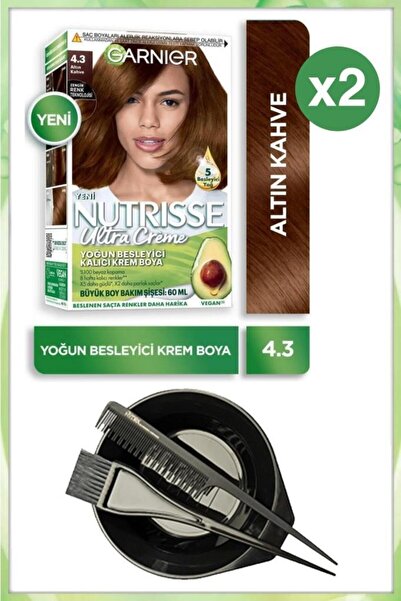 Garnier Nutrisse Ultra Krem Saç Boyası 4.3 ALTIN KAHVE X2 BOYAMA SETİ