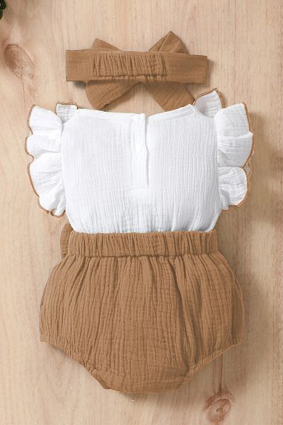 ipek atlas Baby Girl And Child Muslin Fabric Ruffle Sleeveless Jumpsuit