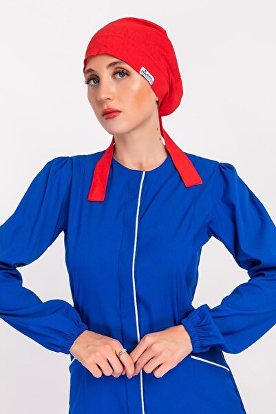 Nur Medikal Giyim Düz Kırmızı Renk Tesettür Hemşire Bonesi Hekim Doktor Cerra...