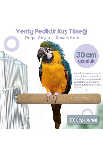 Vixpet Venty 30 cm 36 mm Pedicure Parrot Perch Small Macaw, Small Cockatoo, Jako, Amazon, Alexander Etc