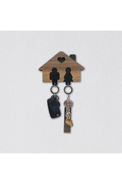 CajuArt Lover Design - Wooden Puzzle Home Wall Keychain, Couple Love