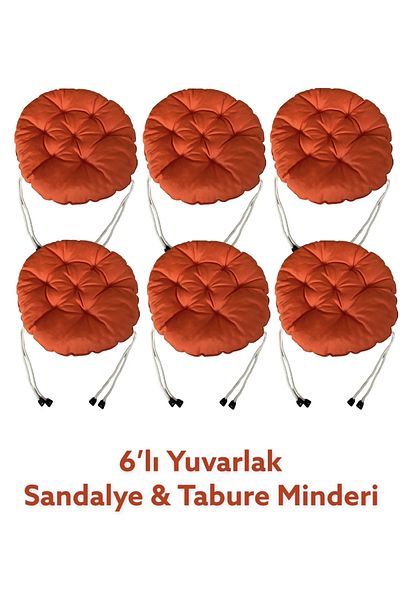REMEGE 6 PCS 40X40 Cm Round Stool Cushion - Chair Cushion - Pouf Cushion
