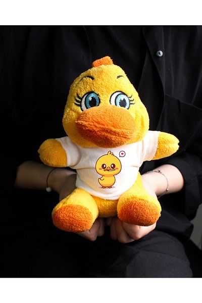 vegahediye v vega Orange Color Plush Duck with Duck Printed T-Shirt 22cm
