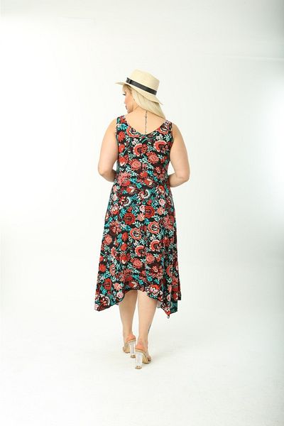 mezura tekstil Summer Strappy Combed Cotton Asymmetrical Cut Plus Size Dress