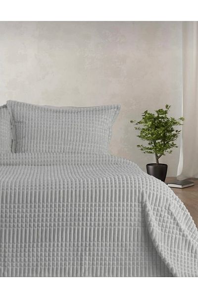 ETE HOMETEX MODERN LINE 2 PIECES BLANKET AND BED COVER SET GRAY SINGLE 8696474231363