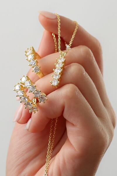 Silvano Jewelry 925 Ayar Gümüş Beştaş Takı Seti