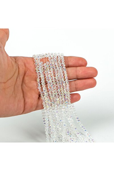 yfhobi 1 DİZİ (40 cm - 130 Adet)- 4 mm YASSI KRİSTAL CAM BONCUK, ŞEFFAF ÇOK J...