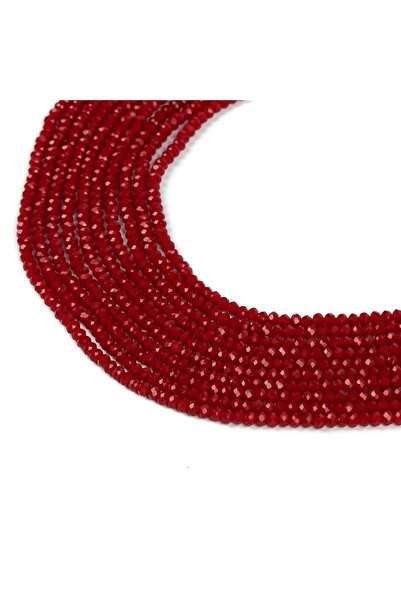 yfhobi 1 DİZİ (40 cm - 130 Adet) - 4 mm YASSI KRİSTAL CAM BONCUK, MAT BORDO RENK BONCUK DİZİSİ