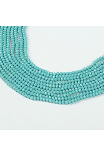 yfhobi 1 DİZİ (40 cm - 130 Adet) - 4 mm YASSI KRİSTAL CAM BONCUK, MAT TURKUAZ...