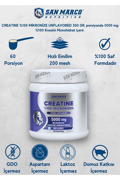 SANMARCO NUTRITION 300 Gr Creatine 100% Micronized Unflavored