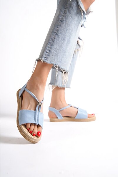 Moda Değirmeni Baby Blue Suede Women's Sandals BG1010-123-0005