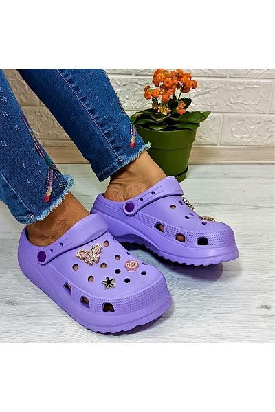 Sonimix 12901 Lilac Color Stone Thick Soled Slippers