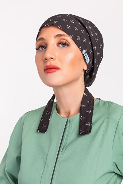 Nur Medikal Giyim Çapa Desenli Tesettür Hemşire Bonesi Doktor Hekim Cerrahi Bone