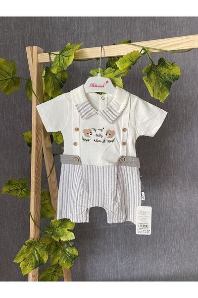 BEBEDEX'S KİDS Teddy Bear Embroidered Baby Boy Jumpsuit