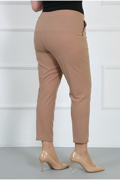 By Alba Collection Γυναικείο παντελόνι Tan Waist Full Elastic Lycra Scuba Crep Skinny Leg Plus Size
