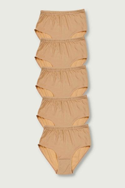 ÇamaşırcımShop Pack of 5 100% Cotton High Waist Ribbed Bato Panties