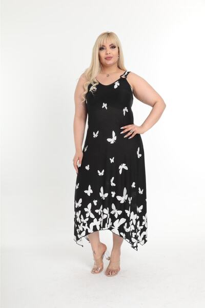 mezura tekstil Καλοκαιρινό φόρεμα με χτενισμένο βαμβακερό ασύμμετρο κομμένο μεγάλο μέγεθος