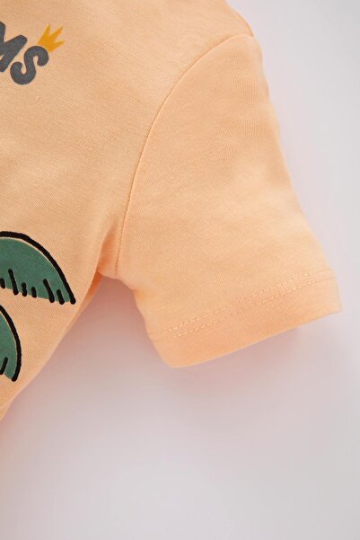 DeFacto Baby Boy Lion Printed Short Sleeve Combed Cotton Pajama Set