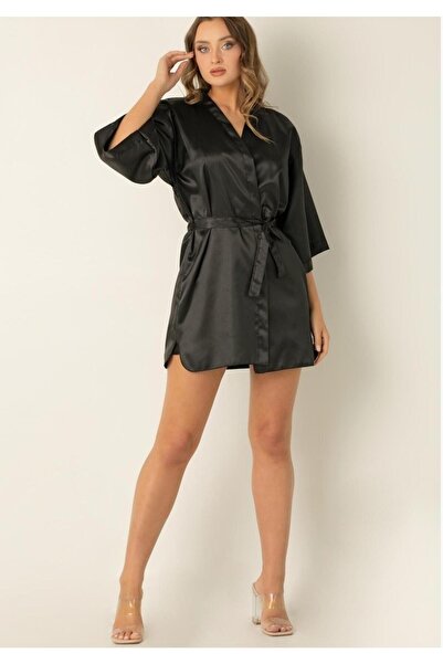 Doremi Saten Mini Kuşaklı Sabahlık Yeni Sezon (1 Adet Ekonomik)