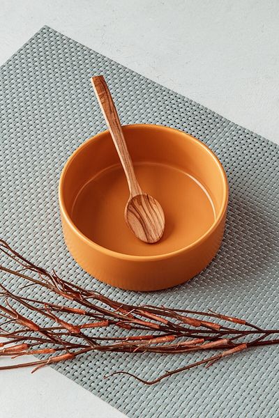 SaltanArt Olive Wood Handmade Wooden Dessert Spoon 15.5 cm