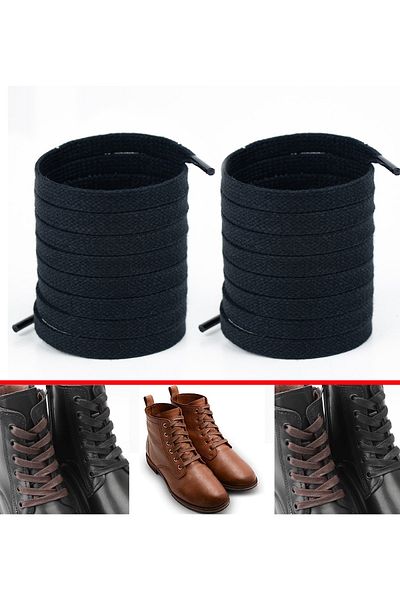 AiryFooT Flat Waxed Cotton Boots Shoelace 150 cm (Black)