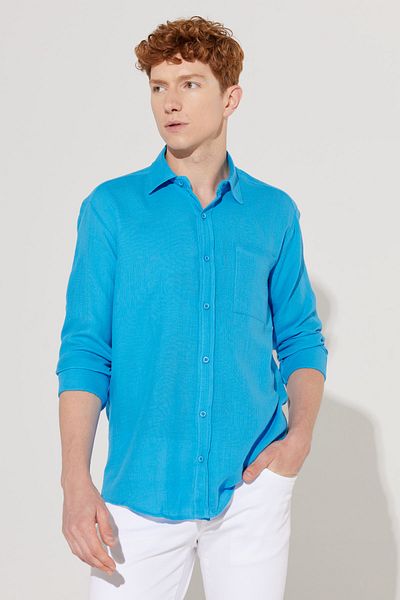 AC&Co / Altınyıldız Classics Pánská košile Saks Comfort Fit Wide Cut Classic 100% bavlna, mušelínová košile