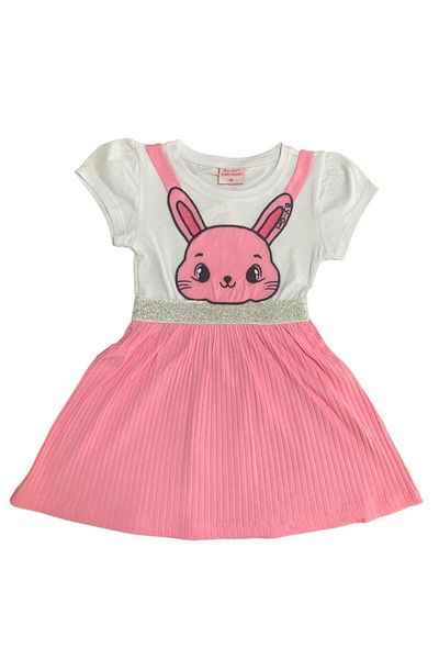 BY-GRİ BABY GIRL DRESS WITH RABBIT ACCESSORY