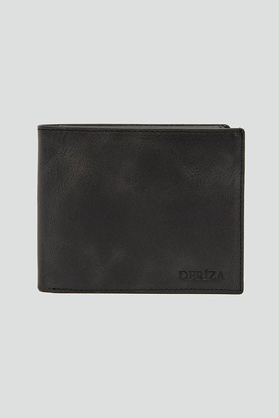Deriza Ανδρικό πορτοφόλι Crazy Real Leather Μαύρο