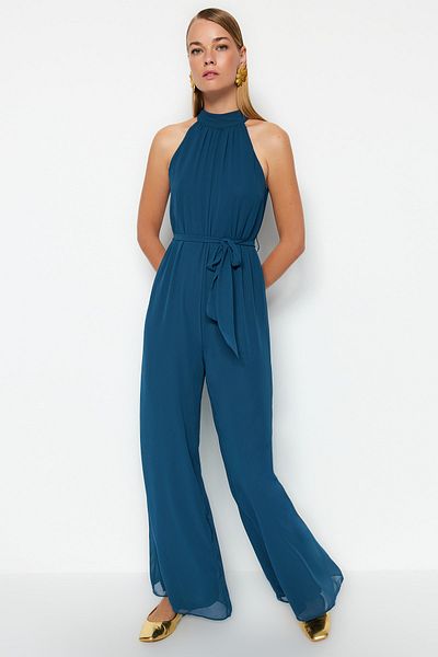 Trendyol Collection Benzines öves Maxi Chiffon bélésű szőtt kombinék TWOSS23TU00093