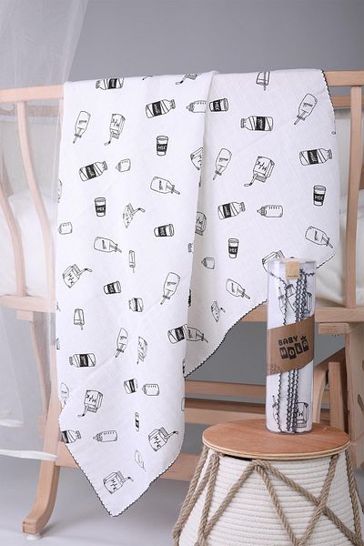 Babyhola Muslin Cover 85x90cm Milk Pattern Organic Gift Breastfeeding Bottom Opening Newborn Stroller Cover