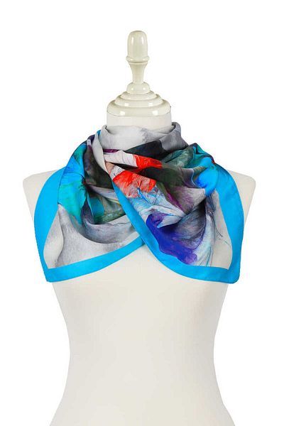 Bursa İpek Turquoise Poppy Pattern Silky Scarf