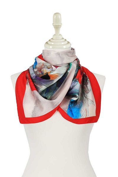 Bursa İpek Red Ferret Pattern Silky Scarf